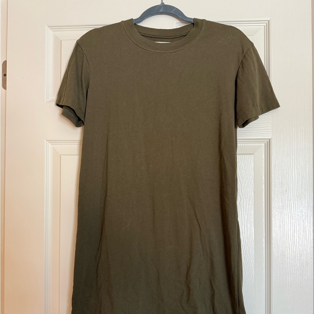 Madewell Green Mini Dress Short Sleeve Crew Neck Casual